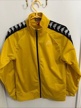 Kappa Yellow Full-Zip Track Jacket with Black Logo Tape